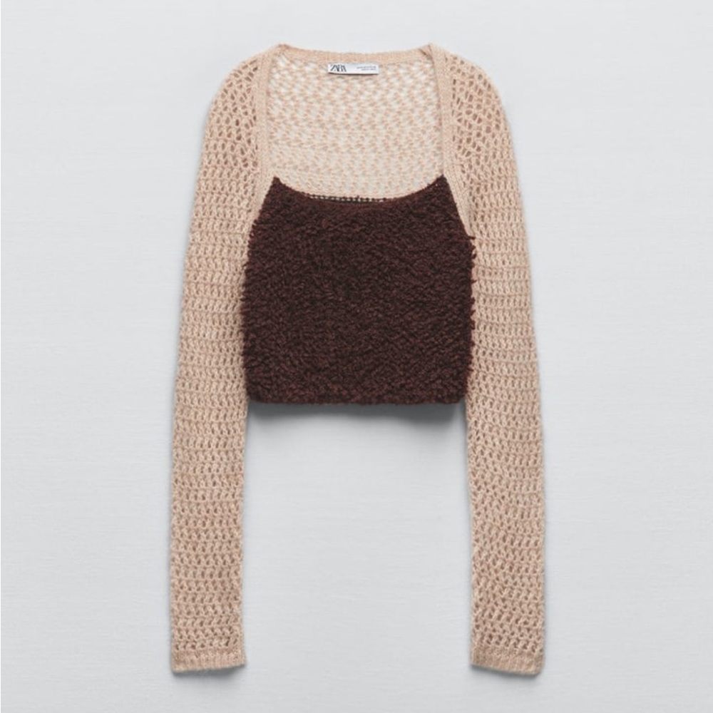 Zara crop top knit wool blend Sz S